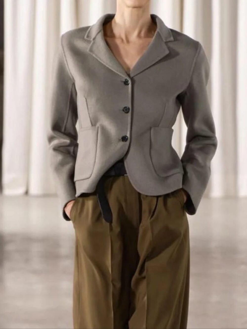 ZARA ZW Collection Grey Wool Blend Short Jacket Blazer NWT $139 Size XXL